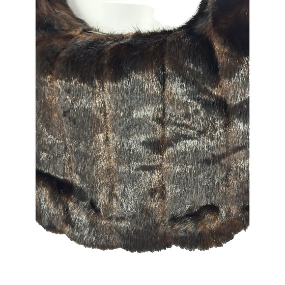 Susan Lucci Brown Black Faux Fur Shoulder Bag Slouchy Vtg Y2K Hippie Festival - Picture 2 of 10